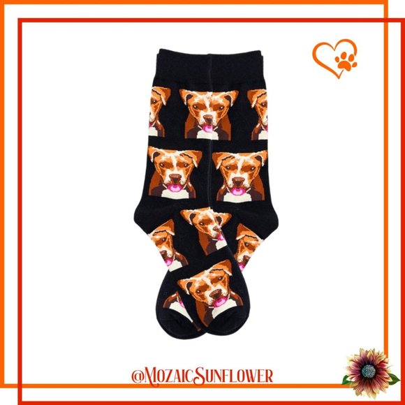 Staffordshire Terrier American Pitt Bull Terrier Black Dress Socks Unisex NWT - Picture 1 of 3